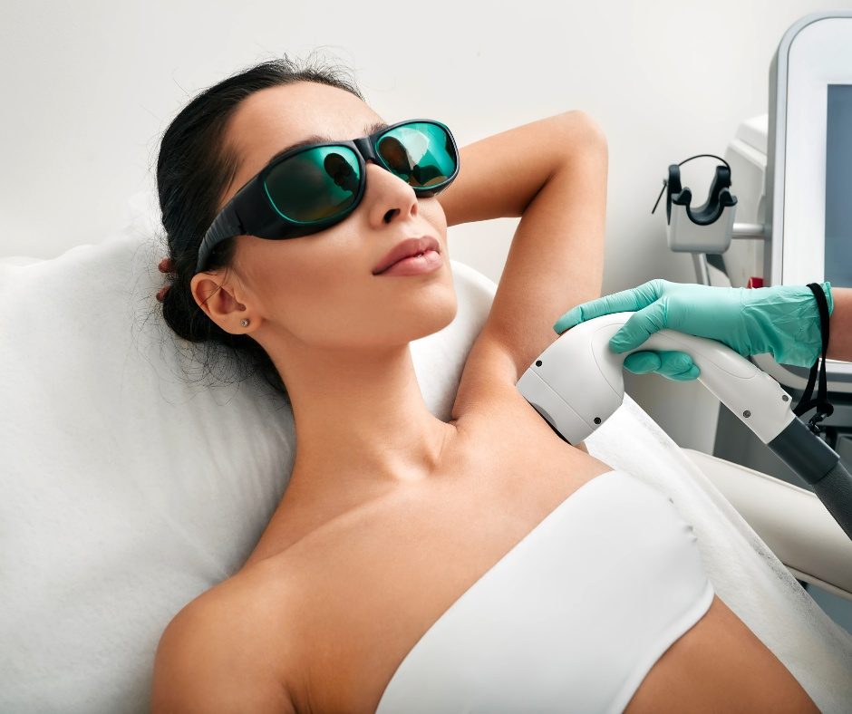 Laser hair removal treatment on underarm area